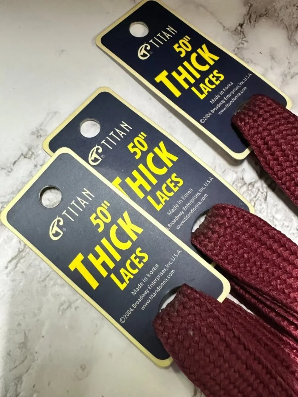 3/$30 Titan Thick Shoe Laces Burgundy 50 Inch Flat Wide Replacement Lot Of 3